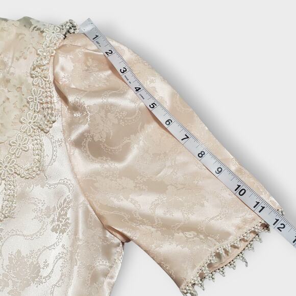 Vintage Scott McClintock Jacquard Lace Pleated Dress Shiny Pink Sz 10 Romance - Picture 10 of 15